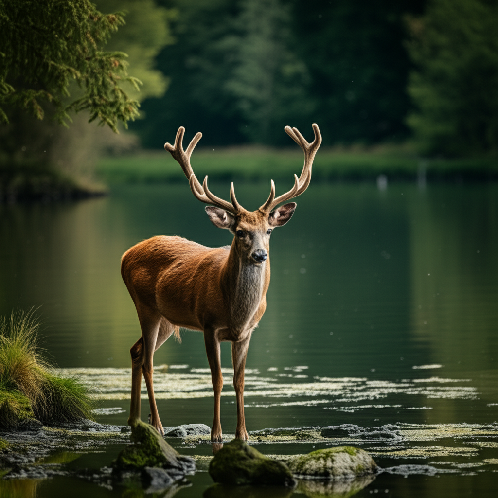 How to Create an Image of a deer by the lakeside using AI (Stable Diffusion) with Example Prompt