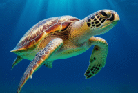 How to Create an Image of a sea turtle swimming using AI (DALL·E) with Example Prompt
