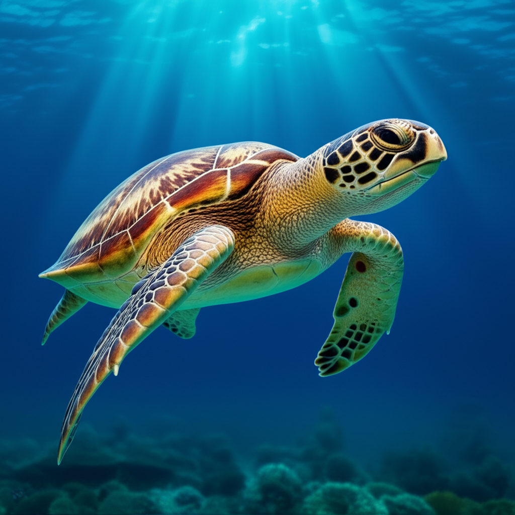 How to Create an Image of a sea turtle swimming using AI (DALL·E) with Example Prompt