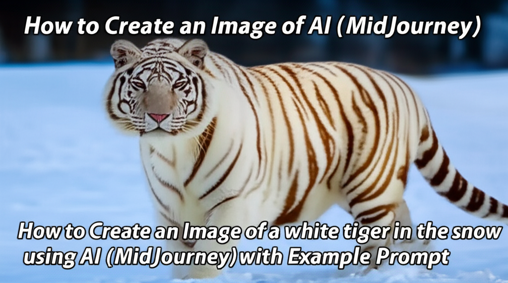 How to Create an Image of a white tiger in the snow using AI (MidJourney) with Example Prompt