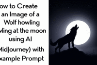 How to Create an Image of a wolf howling at the moon using AI (MidJourney) with Example Prompt