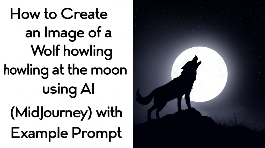 How to Create an Image of a wolf howling at the moon using AI (MidJourney) with Example Prompt