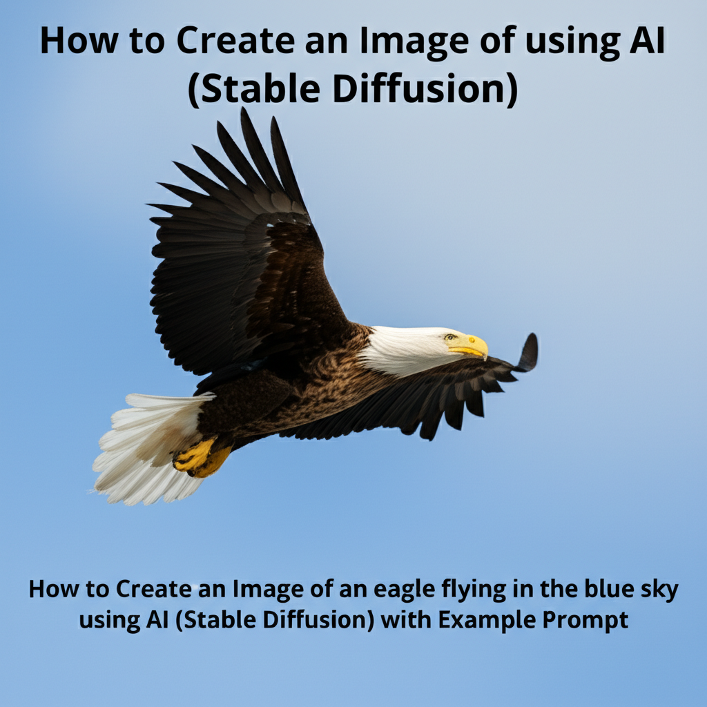 How to Create an Image of an eagle flying in the blue sky using AI (Stable Diffusion) with Example Prompt
