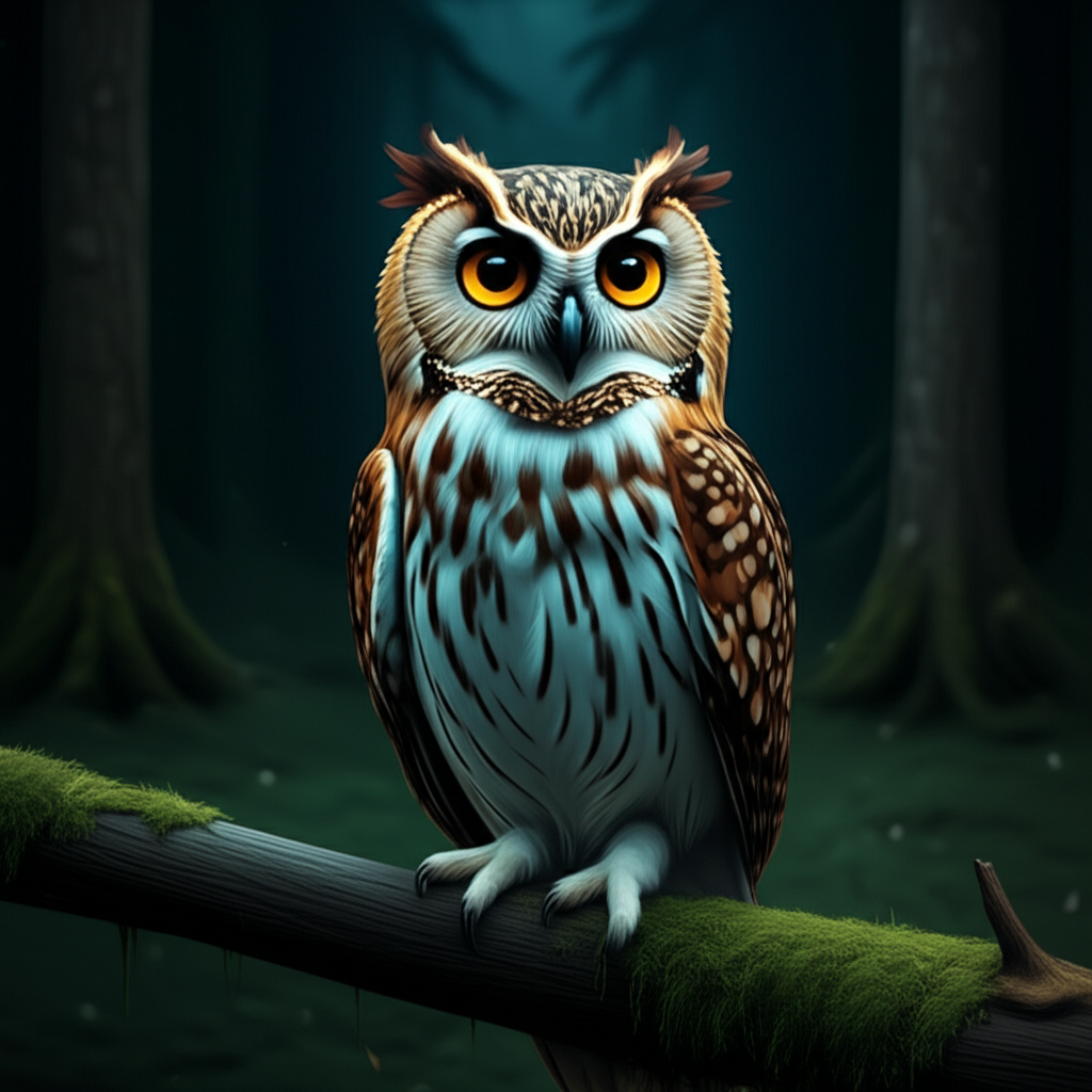 How to Create an Image of an owl in the night forest using AI (Stable Diffusion) with Example Prompt