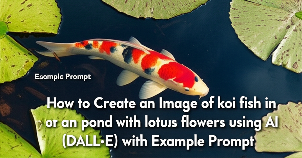 How to Create an Image of koi fish in a pond with lotus flowers using AI (DALL·E) with Example Prompt
