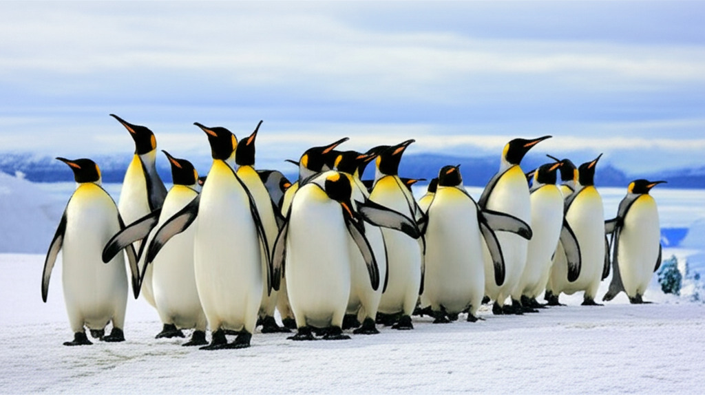 How to Create an Image of penguins walking in a group using AI (MidJourney) with Example Prompt
